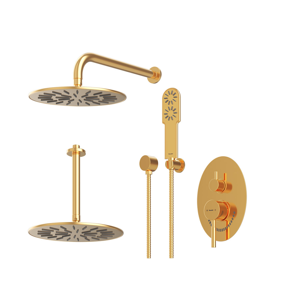 شیر حمام توکار شودر مدل روگن تیپ 3 BRASS