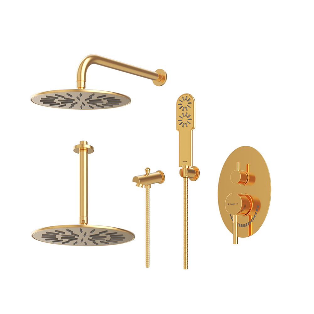 شیر حمام توکار شودر مدل روگن تیپ 4 BRASS