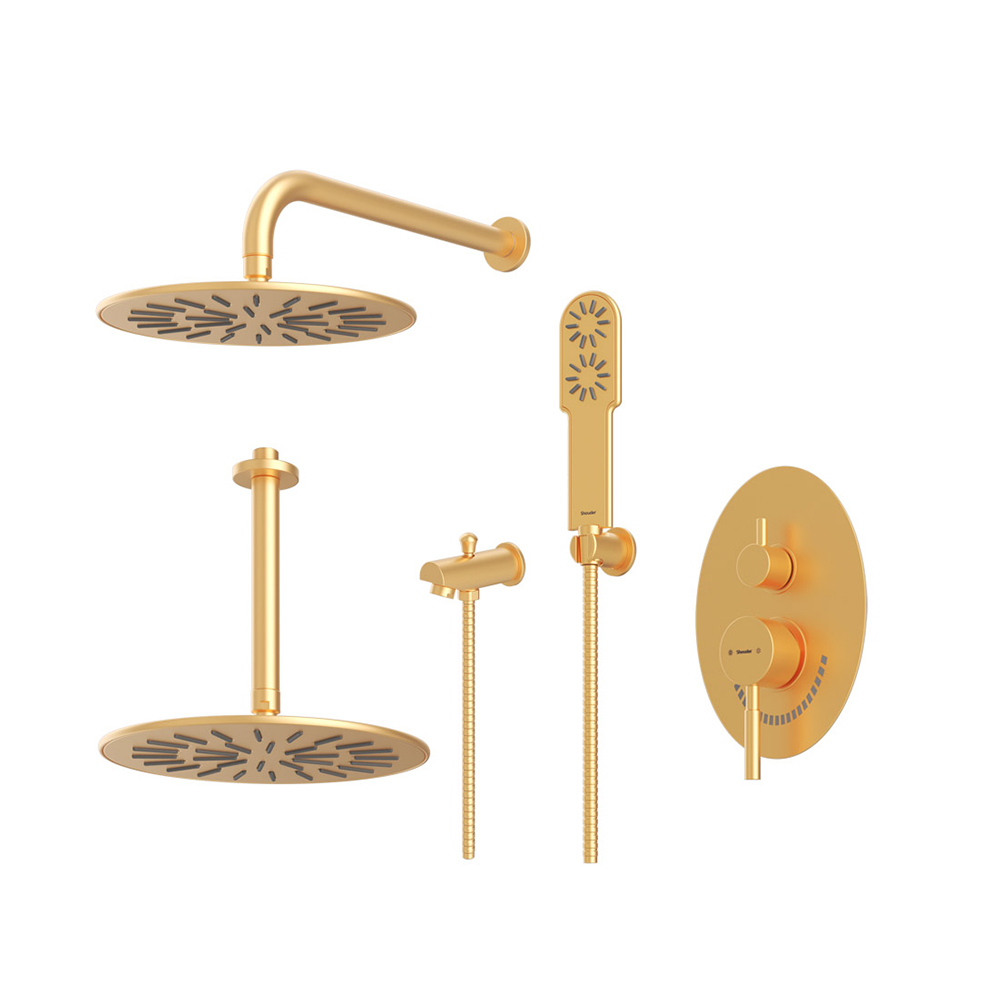 شیر حمام توکار شودر مدل روگن تیپ 4 BRASS