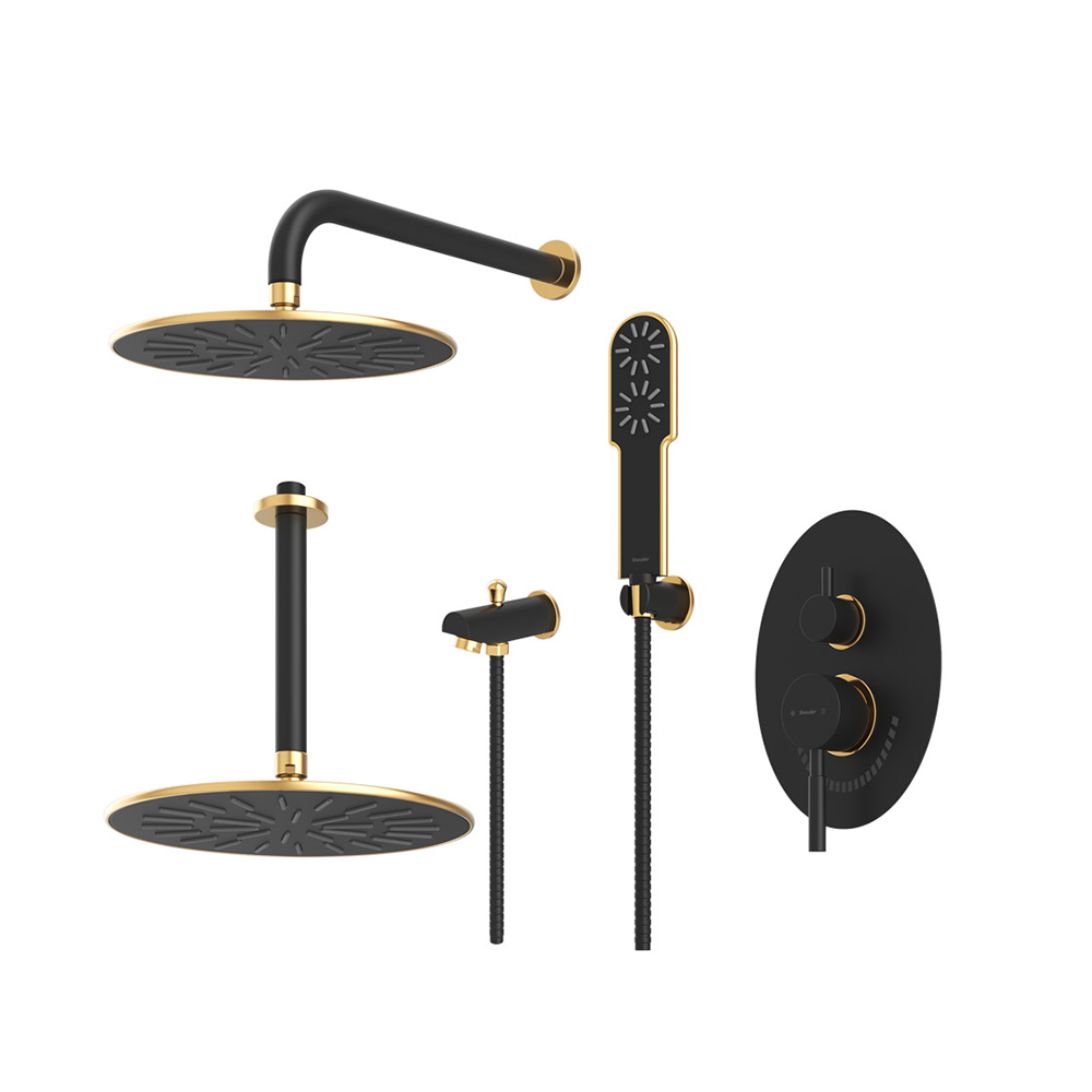 شیر حمام توکار شودر مدل روگن تیپ 4 BRASS